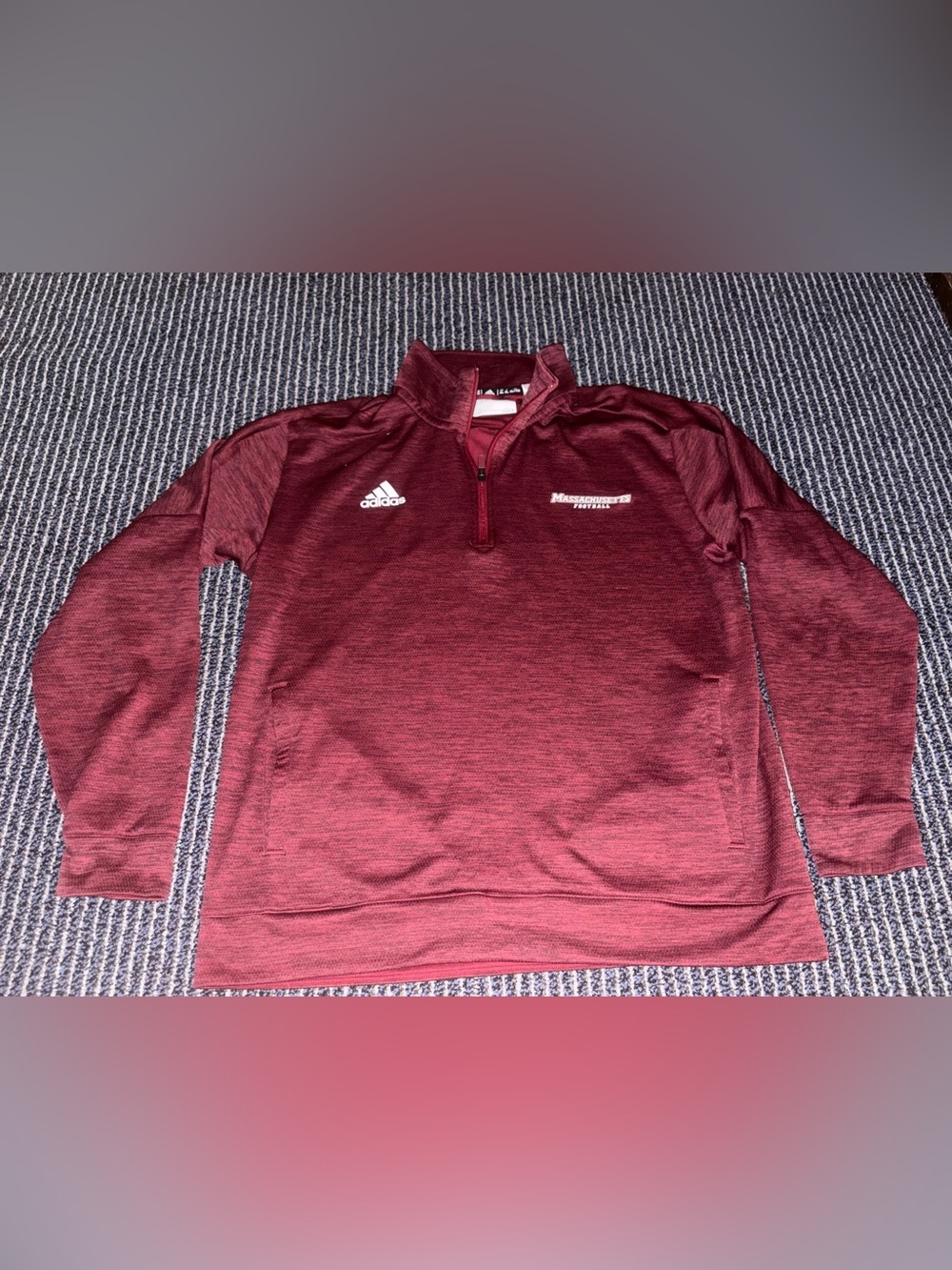 Adidas UMass Minutemen Football Climalite Pullover Men's XL Maroon Red 1/4 Zip